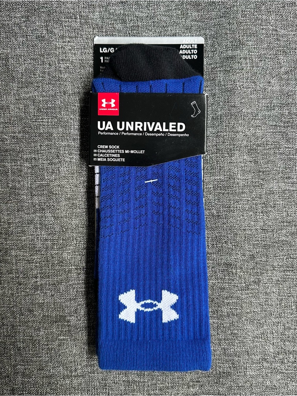 NWT Under Armour UA Unrivaled Crew Socks Royal Blue White U3605P13 Adult Large